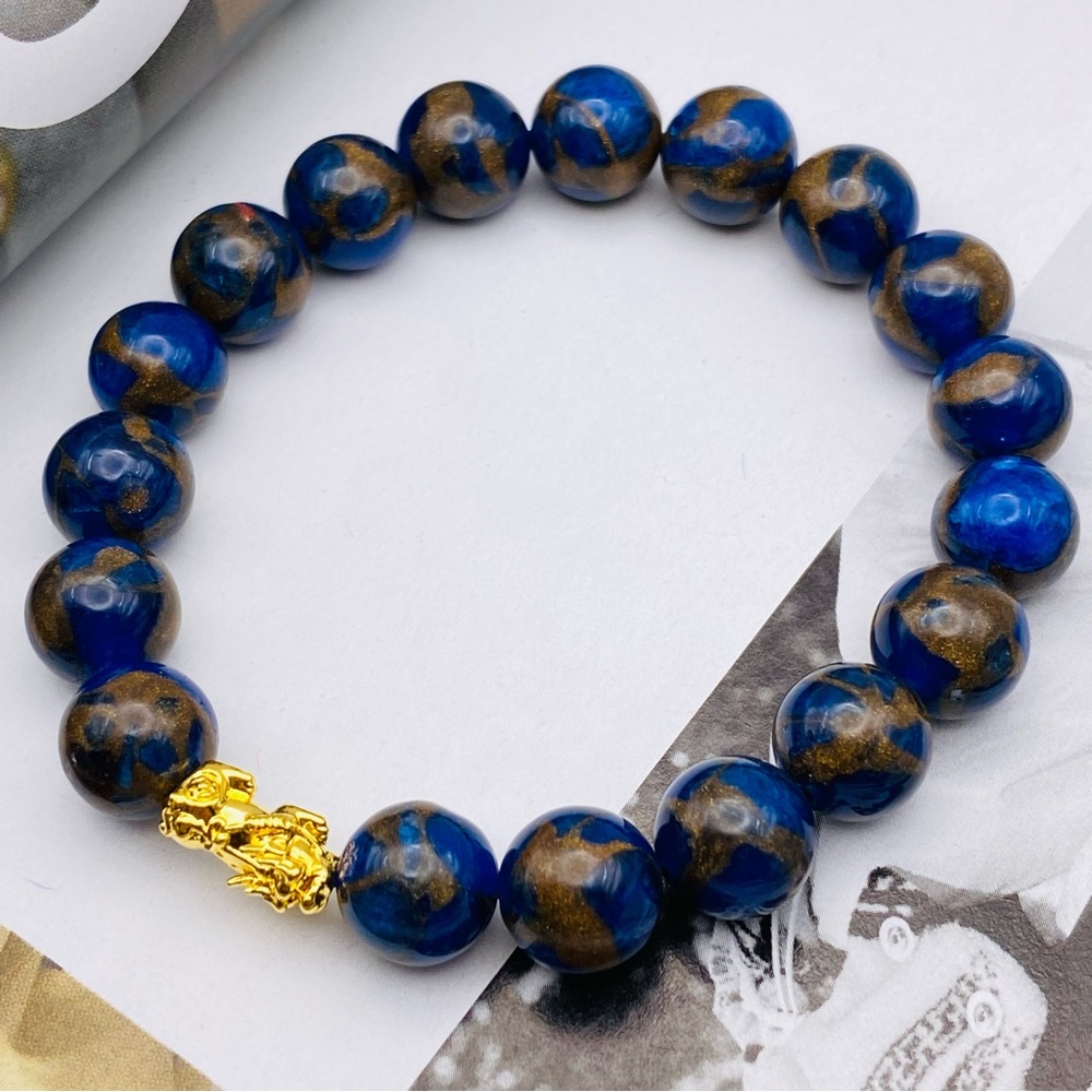 18k Piyao/ PiXui Lapis Lazuli  10mm elastic bracelet